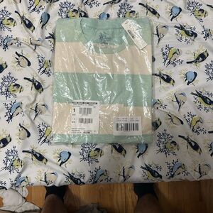 J. Crew Aqua and Cream Striped Top